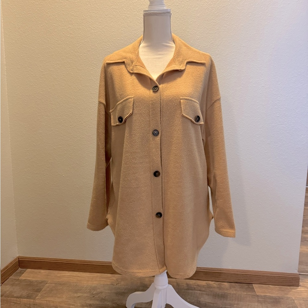 First Love Gold Oversized Button Down Shirt